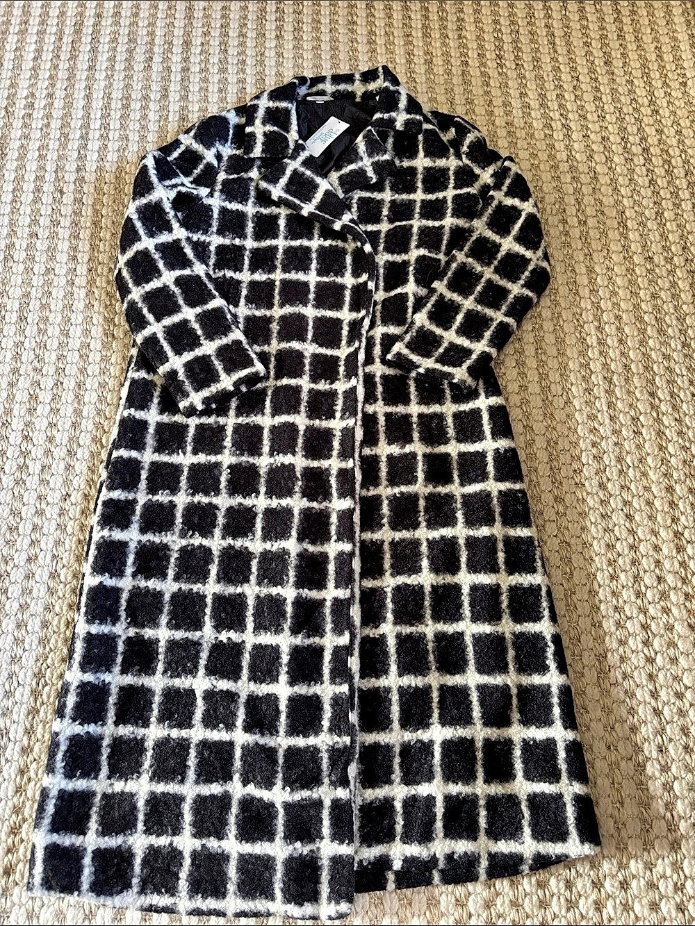 The Blue Door Boutique Amber Checkered Coat Checkered Coat in Black & White Size